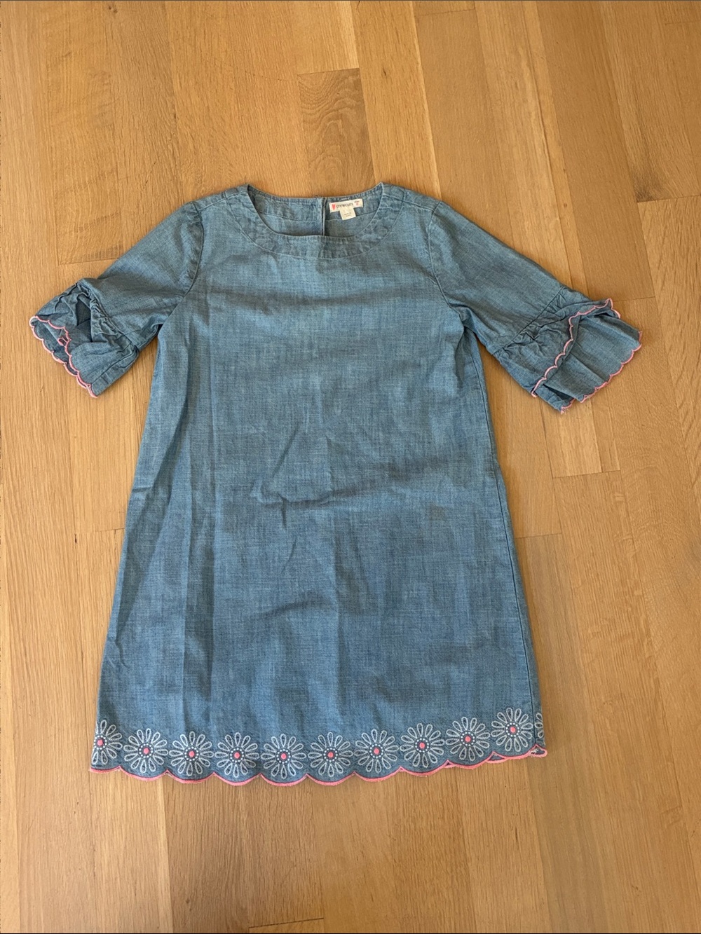 Crewcuts Chambray Shift Dress with Pink Trim